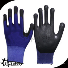 SRSAFETY Blue 15G nylon / spandex liner / black nitrile foam coating nitrile dot guild